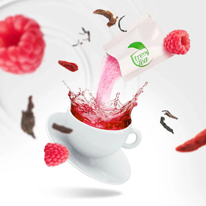 Thé Trex Tea en sachets disposés dans un cadre bien-être